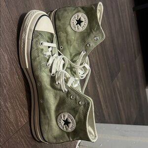 Converse High Top Sneakers in Olive Green with White Accents